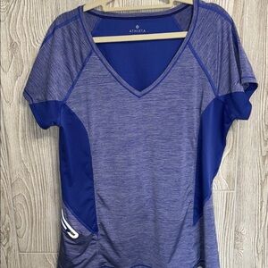 Athleta Purple Heathered V-Neck Short Sleeve Tee